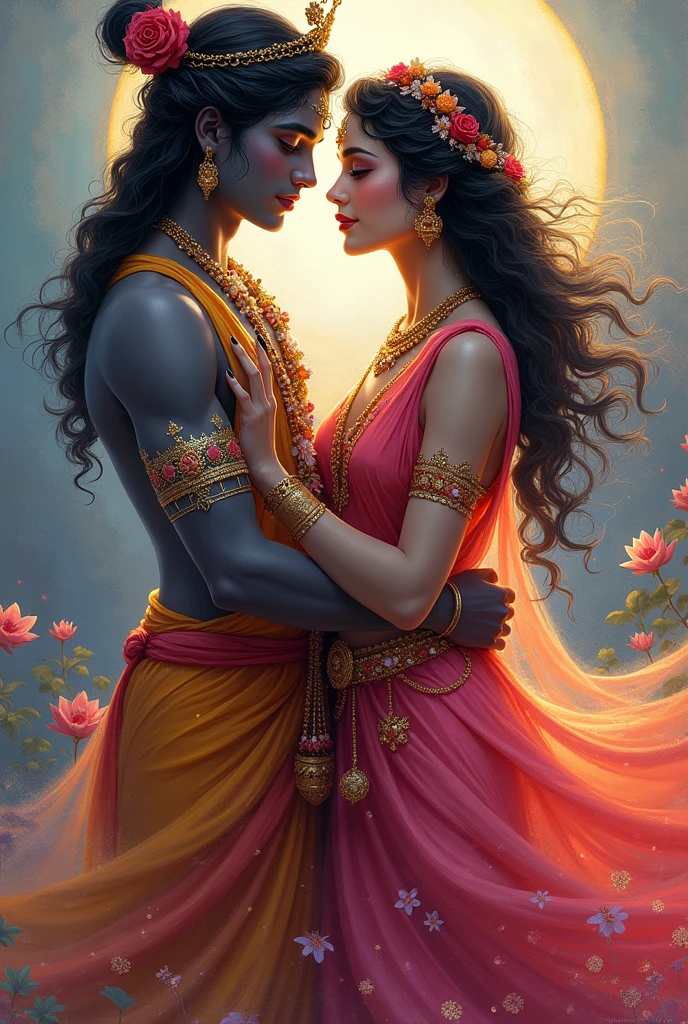 Make a DP of Radha Krishna with some colors and it should be bright and look stylish