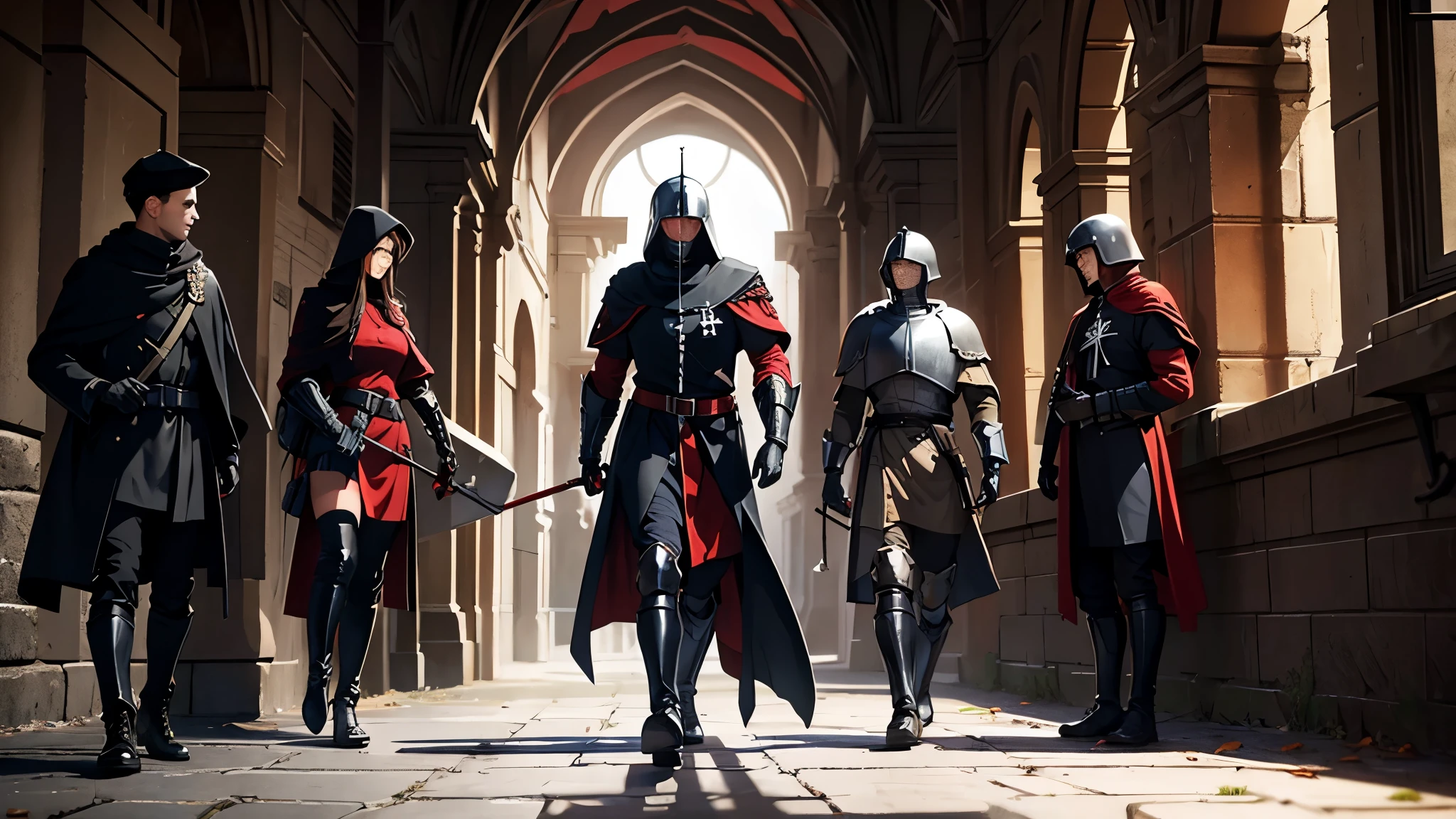 catholic soldier, crusader, red, black