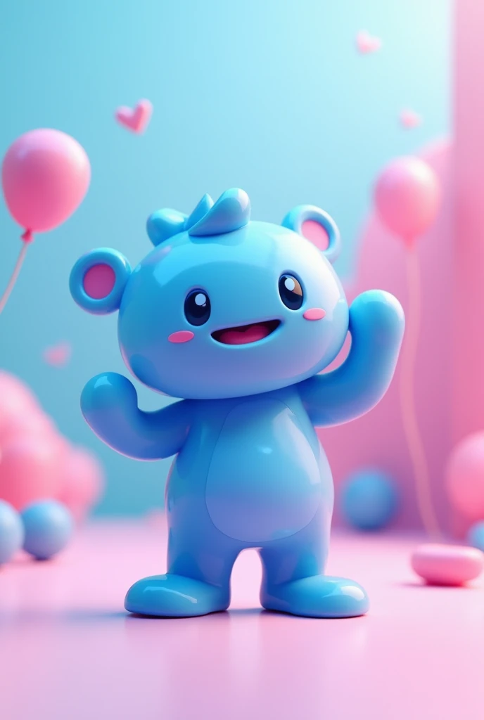 Blue 3d social cartoon character