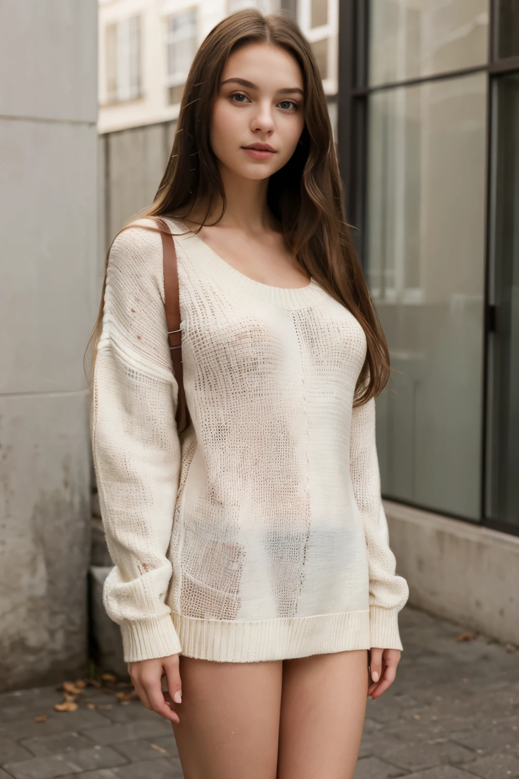 masterpiece, best quality,
1girl,
long hair, brunette hair,
oversized sweater,