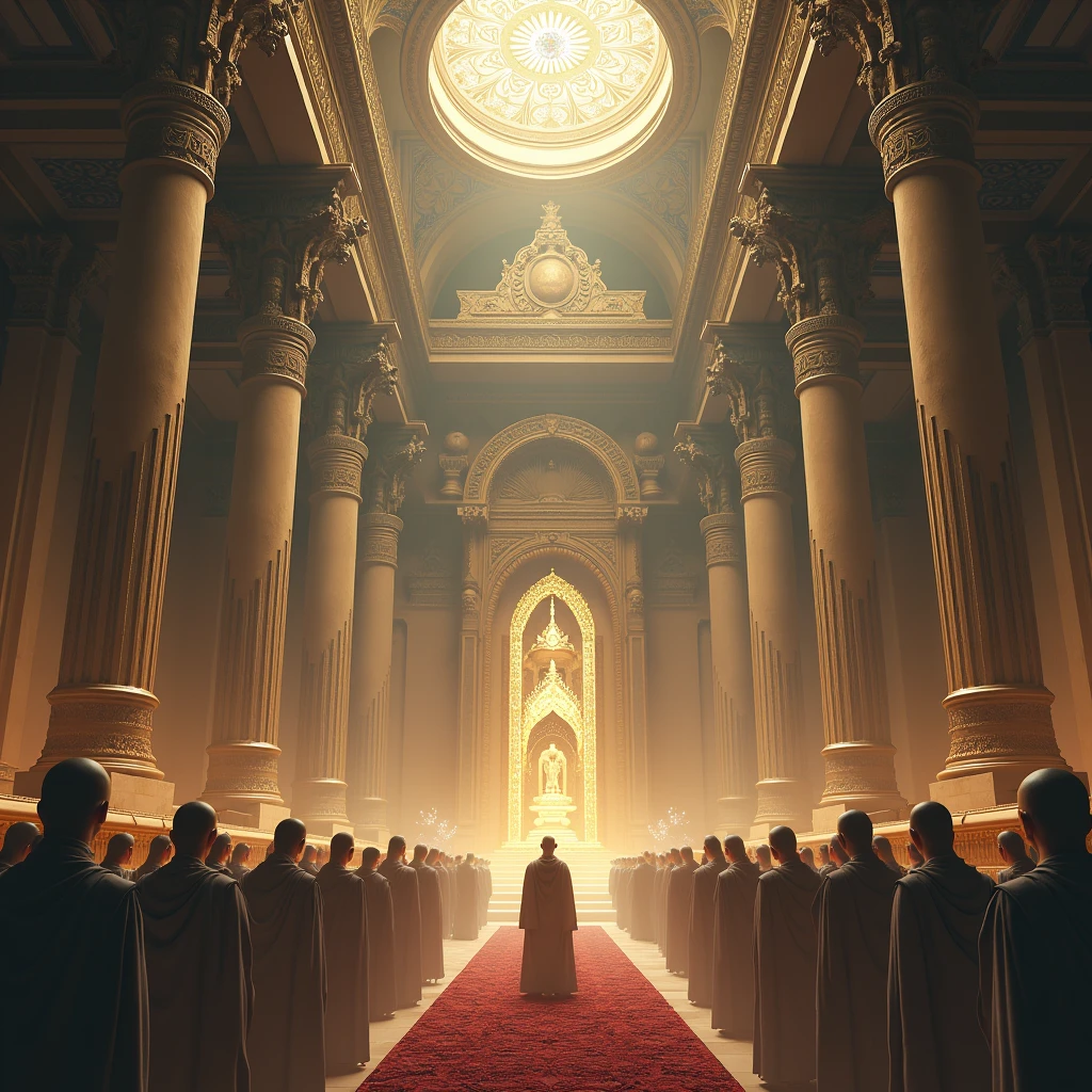 Scene original words，Inside the magnificent temple hall，indoor，sacred，