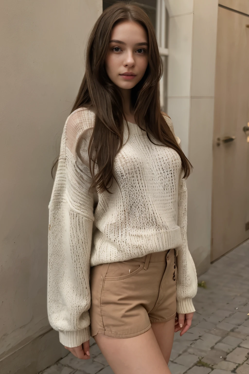 masterpiece, best quality,
1girl,
long hair, brunette hair,
oversized sweater,