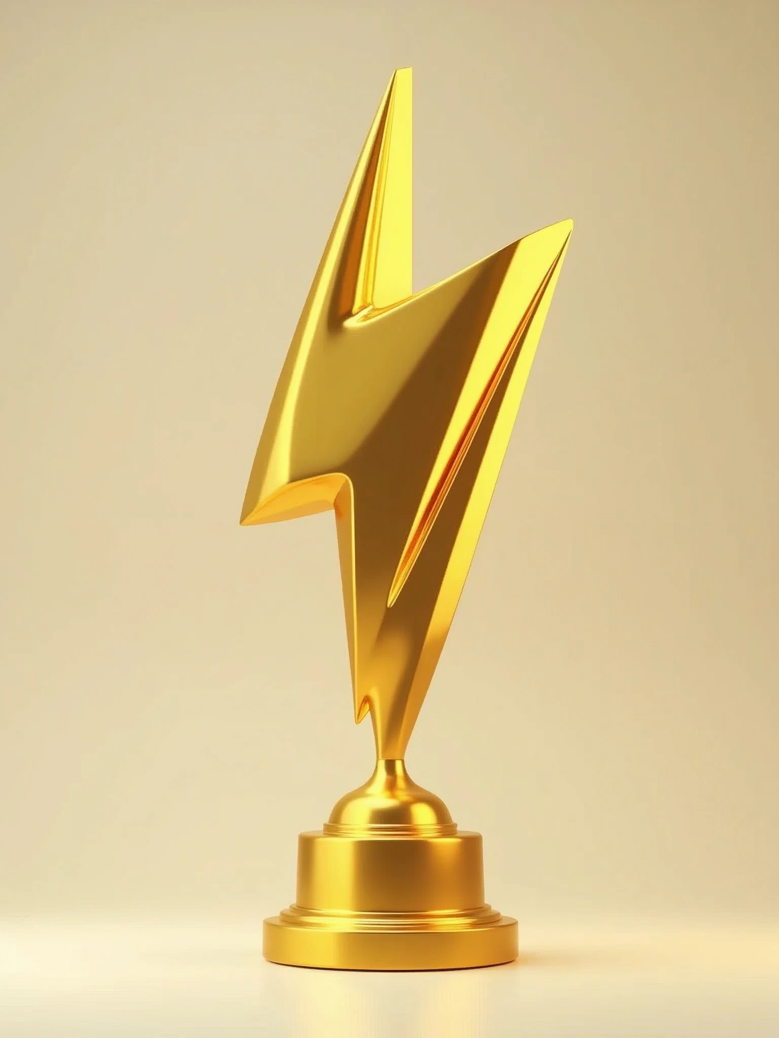 Design an goldentrophy product, with With the unique shape and design of flash , single background, real, high resolution, clear,