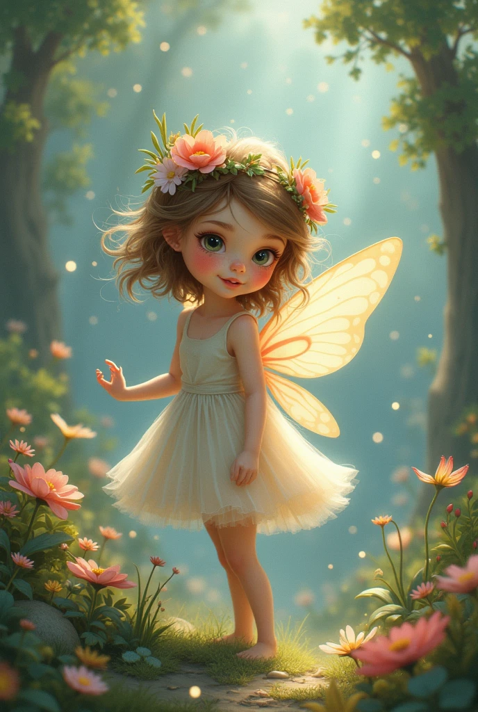 shabby chic dreamy glowums pastel woodland freckled fairygirl swirling magical fairytale abstract artstation style