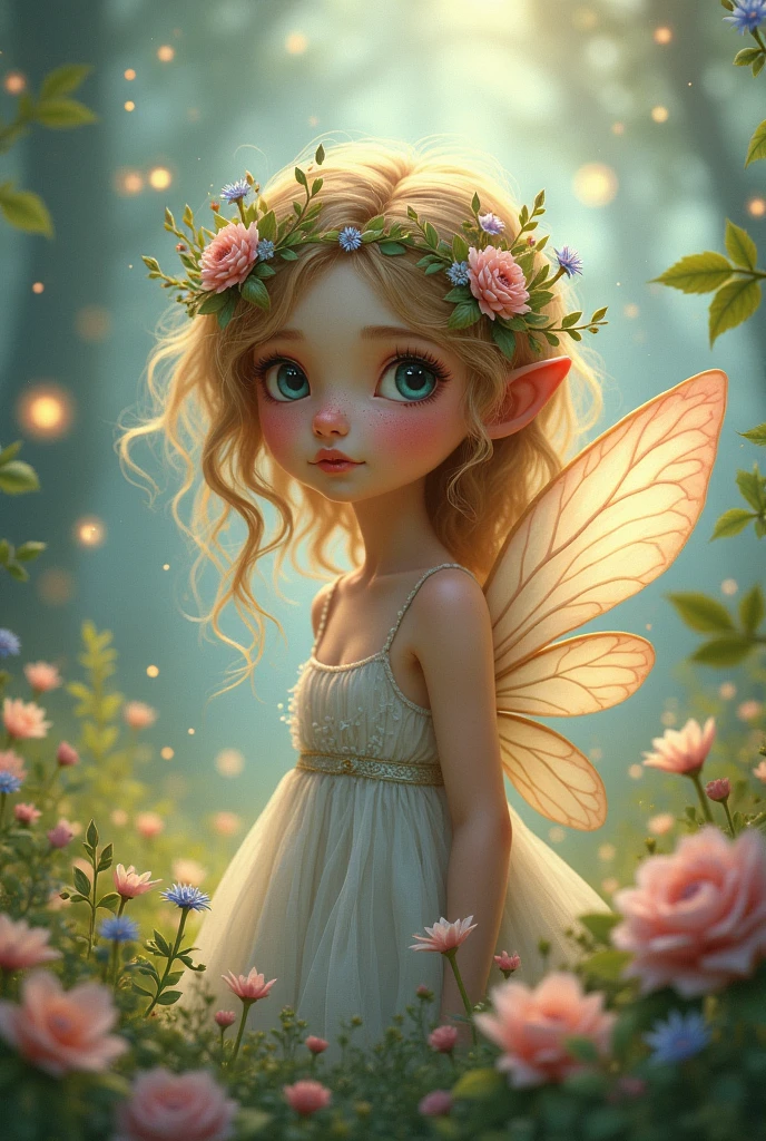 shabby chic dreamy glowums pastel woodland freckled fairygirl swirling magical fairytale abstract artstation style