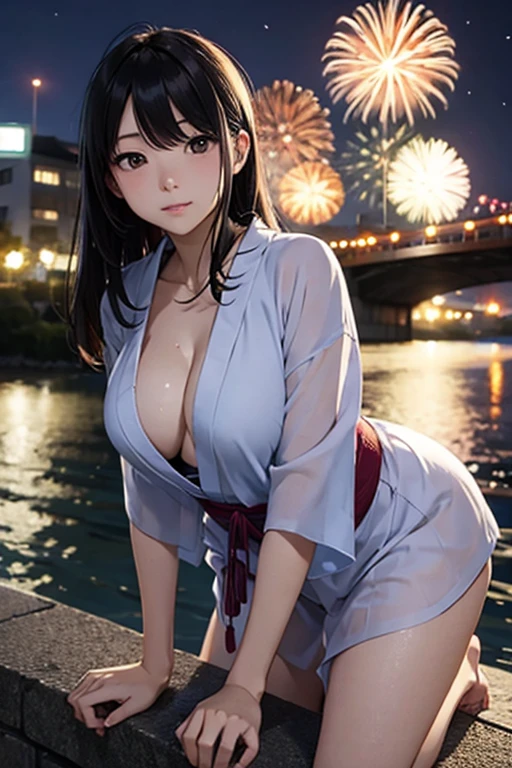 Japanese female 25 years old,
On the night of the fireworks festival, I wore a yukata and went to the riverbank, rubbing my shapely breasts with one hand.、With one hand, play with her private parts over her panties。
Sweaty and digging in underwear。
Skin soaked with sweat。
On the dark bankMCharacter splits。
