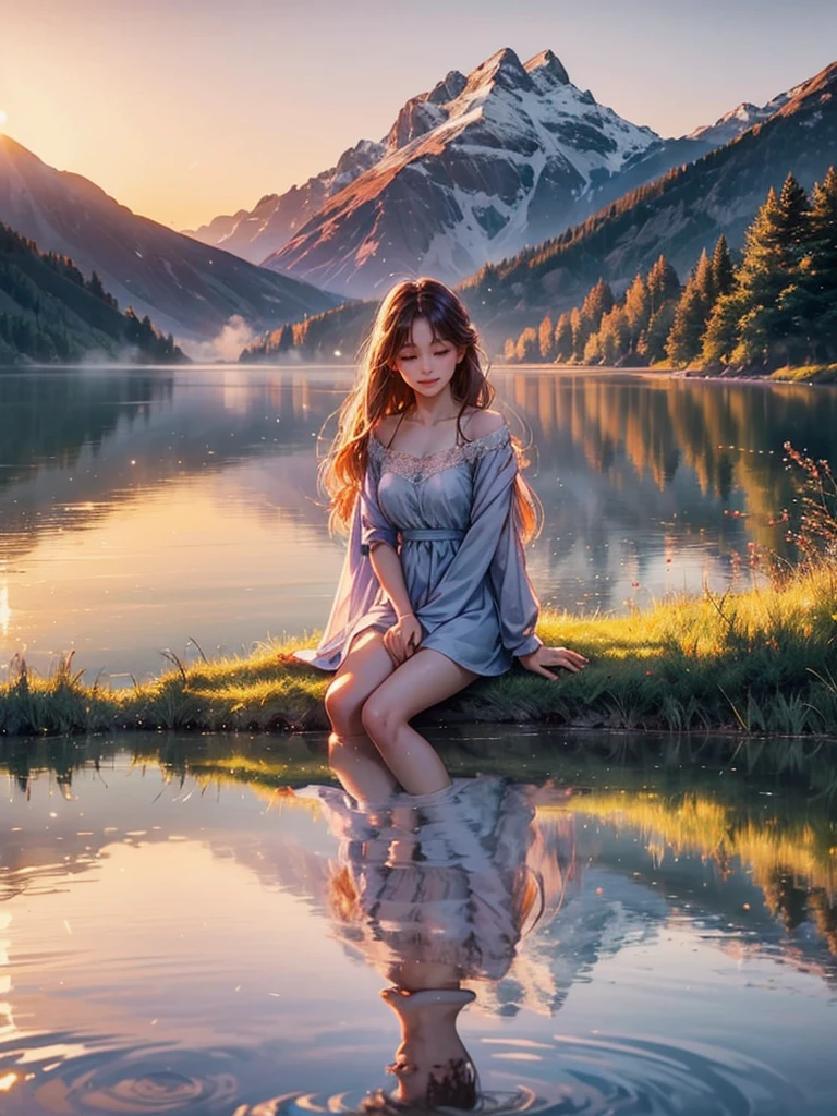 Here's a detailed prompt for generating AI images of beautiful scenery:
"Create a serene landscape featuring a tranquil lake surrounded by lush green forests. The scene is set at dawn, with the first light of the sun casting a golden glow on the water. Mist gently rises from the lake, adding a mystical atmosphere. In the background, towering snow-capped mountains provide a majestic backdrop, while a few scattered wildflowers bloom near the water's edge. The sky is painted in soft hues of pink, orange, and purple, reflecting off the calm surface of the lake. The overall mood is peaceful and awe-inspiring."