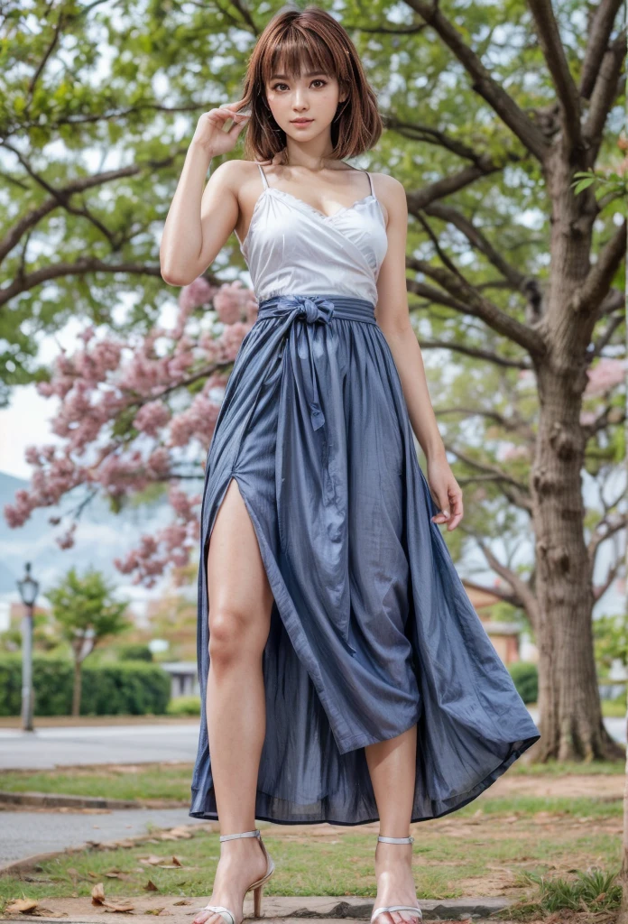 kasumi, eyes browns, (best qualityer, ultra detail), (realisitic:1.37), beautiful and detailed face, ultra-realisitic texture, Exquisite face, Delicate body, red lipgloss stick, shiny colors. High definition, 8k, expression a slight cute smile