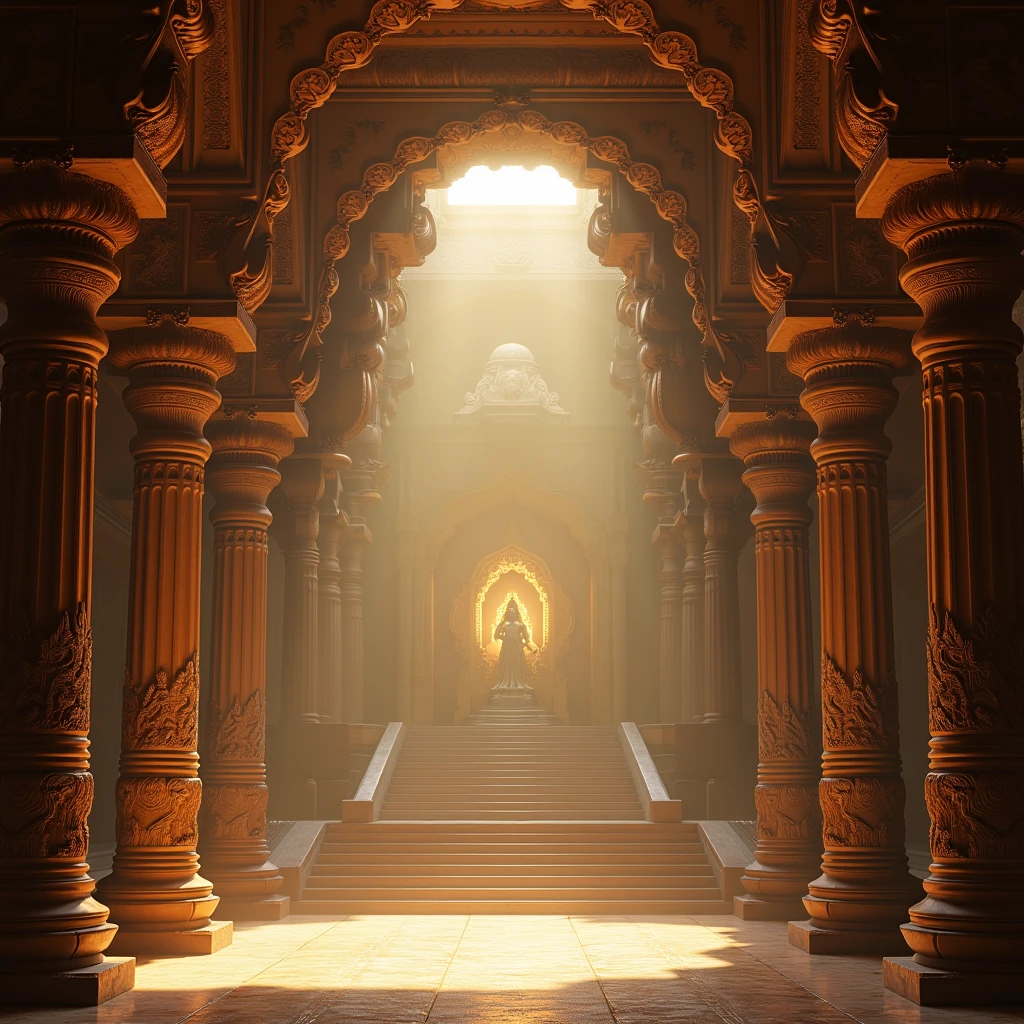 Indian Temple Hall，internal，Top Lighting，Light spot，Halo，