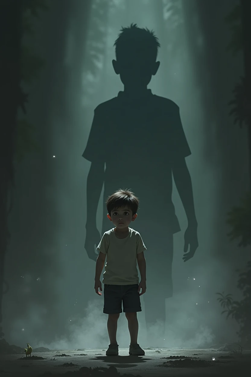 A Boy with a Shadow Behind