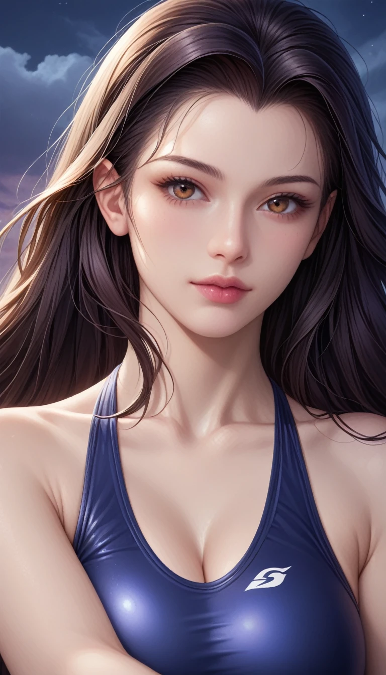 score_9, score_8_superior, score_7_superior, High-resolution CG illustration,A masterpiece in 32K resolution,Highest quality,it is really amazing,Very detailed,Ultra-high resolution,Ultra-realistic,Realistic,Increased depth of field,Cinematic lighting,
Sexy mature Japan woman,
Straight long hair with black hair,Ultra-detailed and beautiful face,Calm and gentle look,Beautiful brown eyes,Translucent white skin,Realistic skin texture,Great proportions,
Sexy high leg swimsuit,
Artistic design,Chic color scheme,Detailed fabric texture,
Dark overcast sky on a dull night,Dark clouds filling the sky,Thundercloud,Coastline at night,Stormy seas,delay々A desolate sandy beach that continues,
Beautiful bust up,Cinematic Angle,