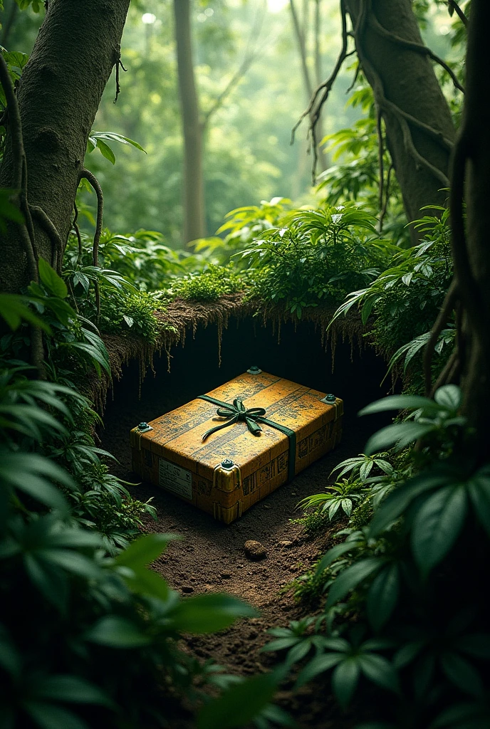 weeds stashed inside a bush in the Amazon jungle