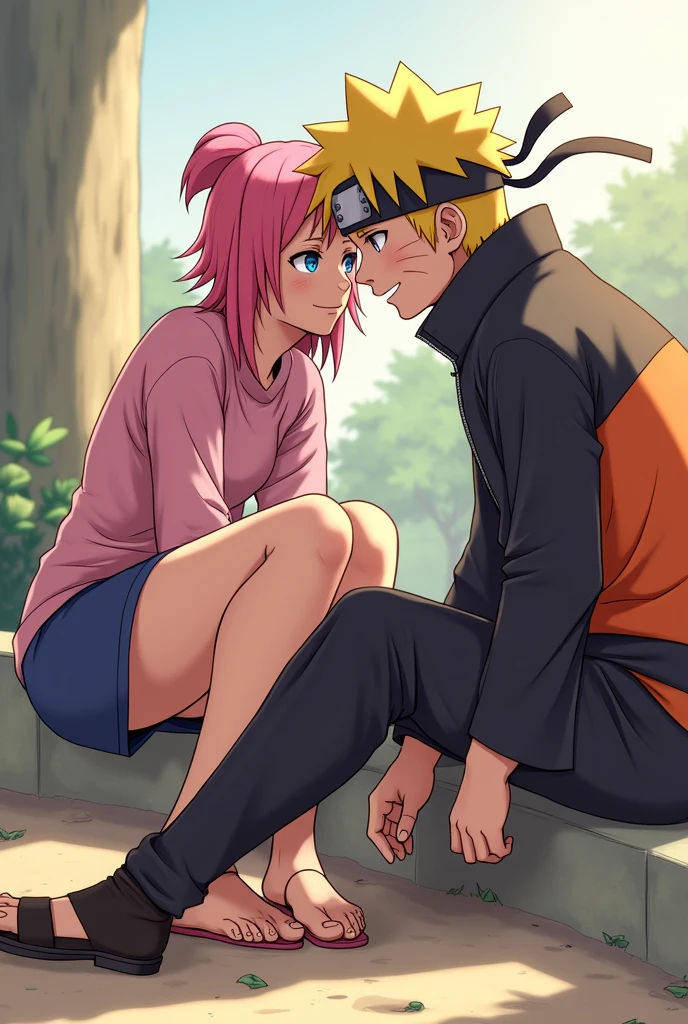 Sasuke licking Naruto and Sakura's dirty feet