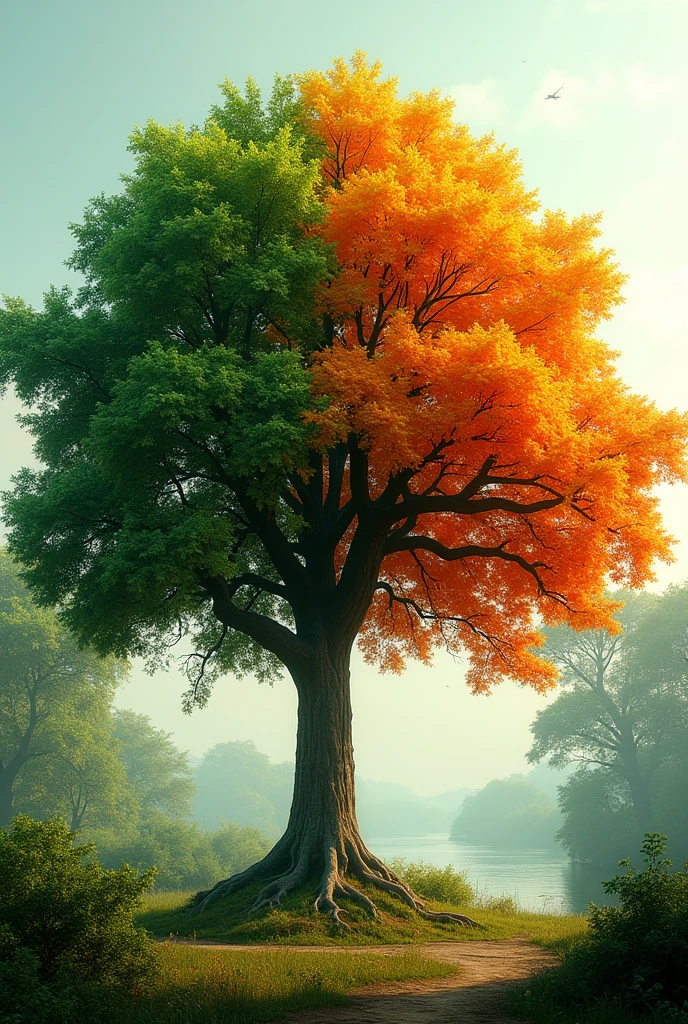 Image of a tree whose leaves are like the natiknal fallg of india