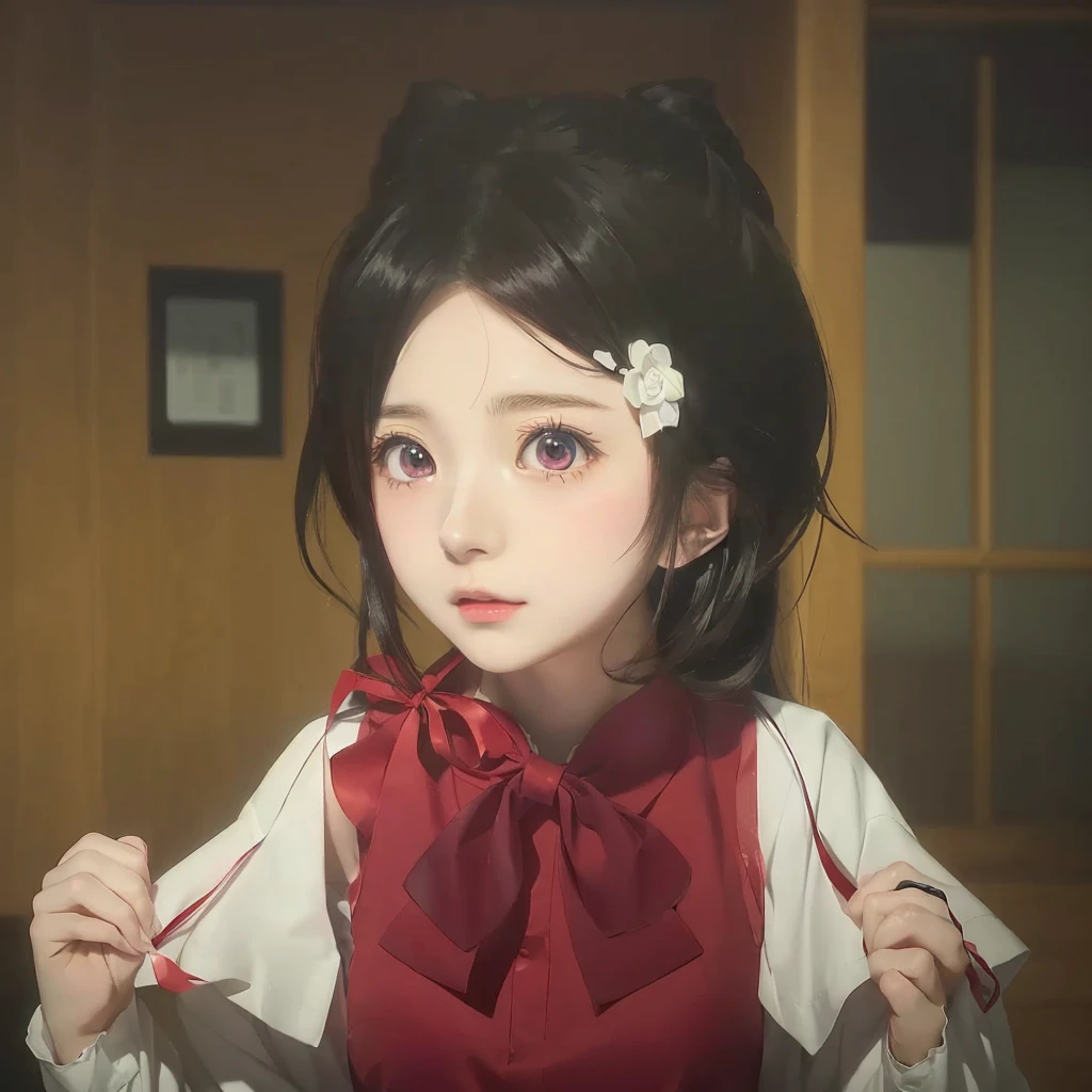 Anime girl wearing a red ribbon and a white shirt, Cute anime visuals, Young woman anime visual, Half Yamada, In anime movies, today's featured Anime stills, Also, A still from the anime, Anime stills film anime shikishi, As an anime character, Anime stills, Anime stills image, shuushuu anime image