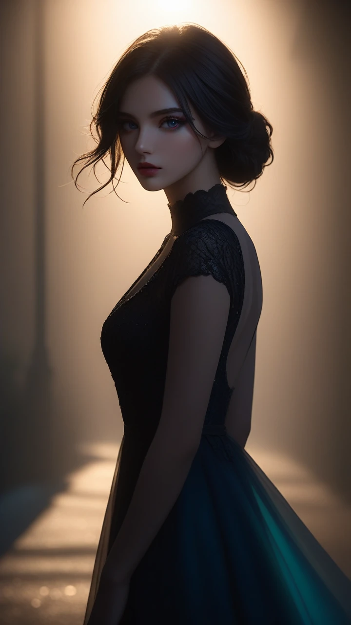 A girl in the thick fog on a deserted road, silhouette, beautiful detailed eyes, beautiful detailed lips, extremely detailed eyes and face, long eyelashes, mysterious mood, cinematic lighting, muted color palette, atmospheric, moody, dramatic, studio lighting,ultra-fine painting,sharp focus,physically-based rendering,extreme detail description,professional,vivid colors,bokeh,concept art