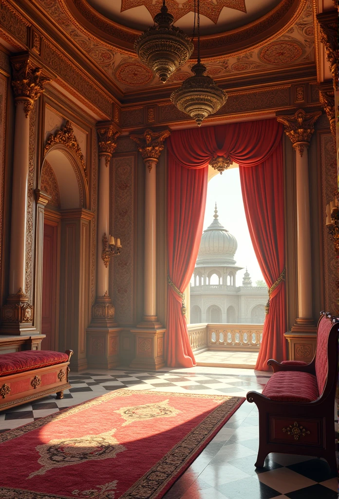 Fantasy style,8k,Indian royal palace interior close-up, Luxury Art 87