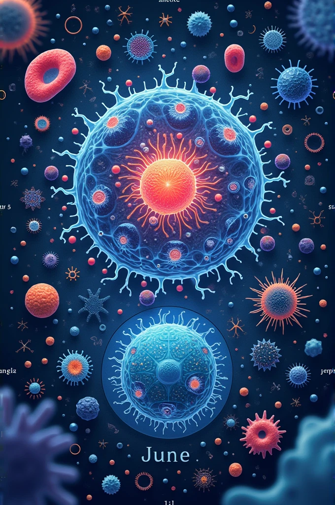 A poster where theme should be of cells and biology subject related stuff where should be written Science quiz date June 5