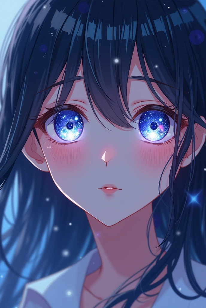 anime woman with starry eyes