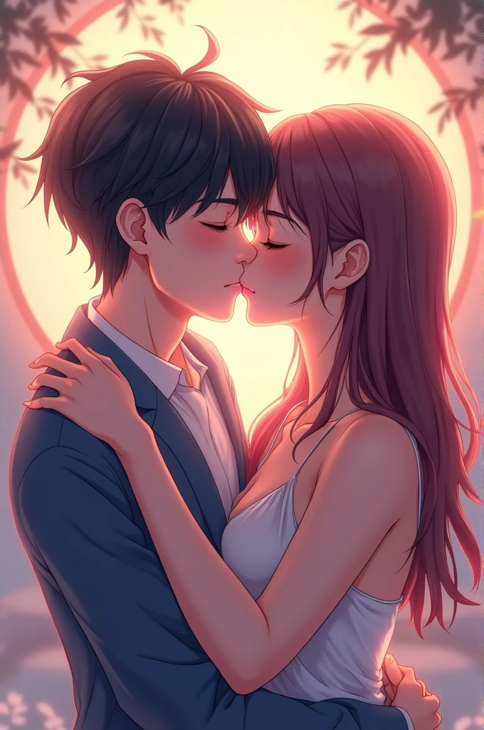 Gu Hai and Bai Luo Yin from the web series Addicted are kissing in an anime style 