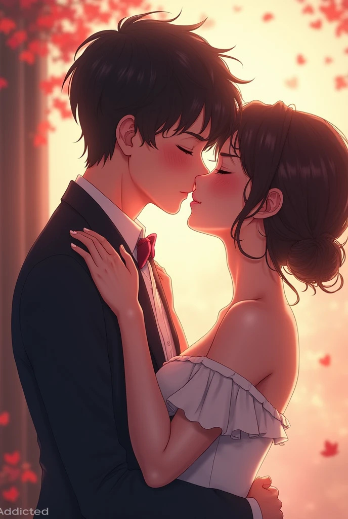 Gu Hai and Bai Luo Yin from the web series Addicted are kissing in an anime style ((Bl)) ((R18))
