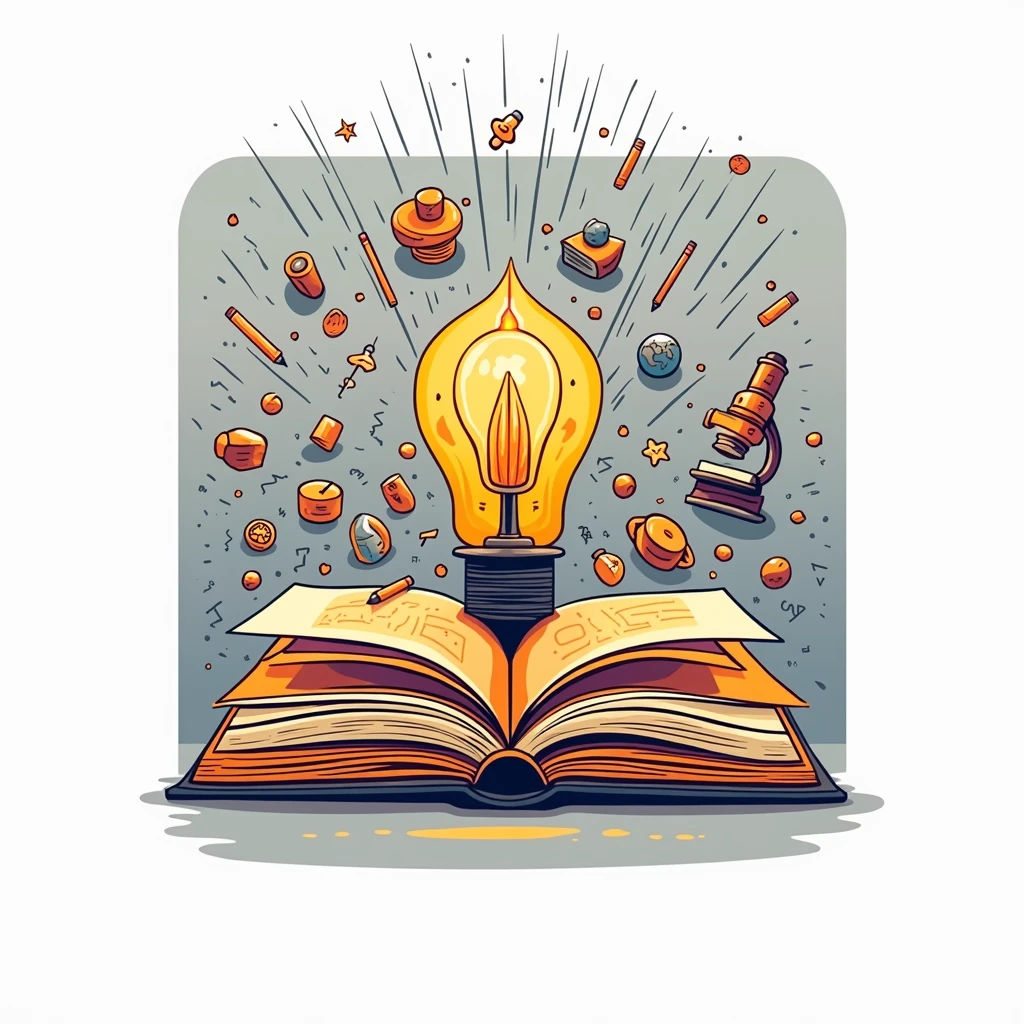 Elementos visuais:
fund: Use a subtle background, in a neutral color or a soft pattern, such as paper textures or a solid color that matches the logo's predominant colors (grayscales, orange and yellow).
Books and Study Objects: Scatter additional knowledge-related elements around the background, like notebooks, Pencil, globes, and other books, creating an atmosphere rich in learning.
Knowledge symbols: Add subtle education-related icons, as atoms, Mathematical formulas, maps, or even science icons like a microscope, that blend into the background.
Light and Energy: Add beams of light coming out of the lamp in the logo, symbolizing the dissemination of knowledge throughout the layout.