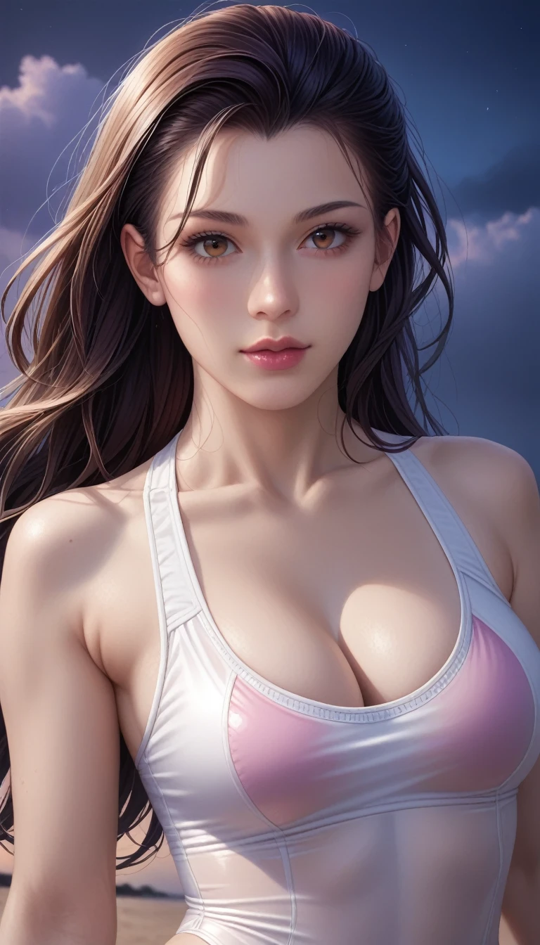 score_9, score_8_superior, score_7_superior, High-resolution CG illustration,A masterpiece in 32K resolution,Highest quality,it is really amazing,Very detailed,Ultra-high resolution,Ultra-realistic,Realistic,Increased depth of field,Cinematic lighting,
Sexy mature Japan woman,
Straight long hair with black hair,Ultra-detailed and beautiful face,Calm and gentle look,Beautiful brown eyes,Translucent white skin,Realistic skin texture,Great proportions,
Sexy high leg swimsuit,
Artistic design,Chic color scheme,Detailed fabric texture,
Dark overcast sky on a dull night,Dark clouds filling the sky,Thundercloud,Coastline at night,Stormy seas,delay々A desolate sandy beach that continues,
Cleavage up,Cinematic Angle,