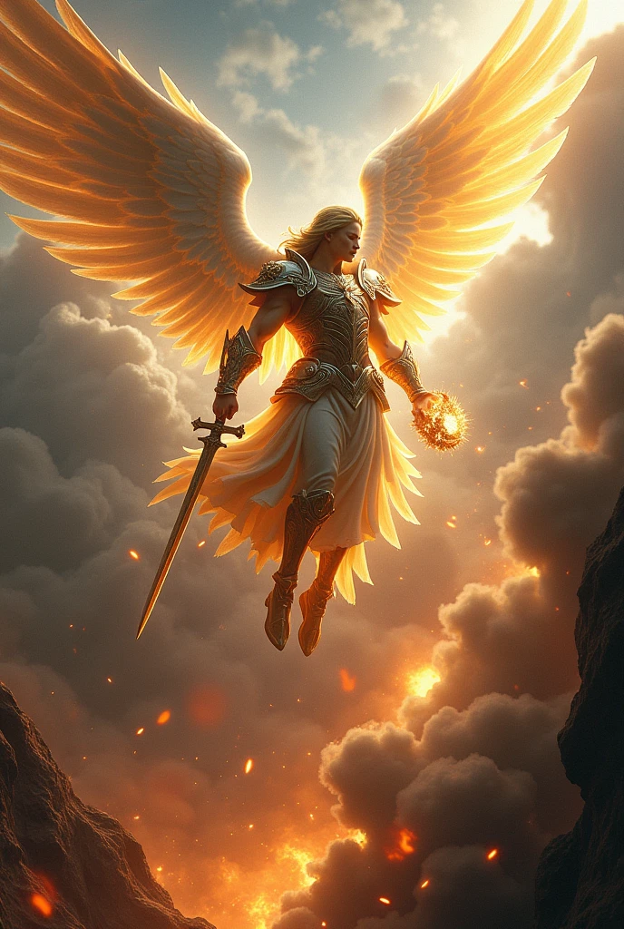 Seraphim Archangel Michael defeats Guardian Cherub Lucifer