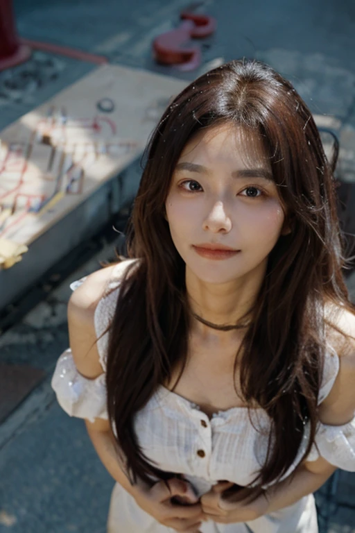 One person, Depth of written boundary, Idol, Long Hair, From above, Are standing, Shorthand, close,