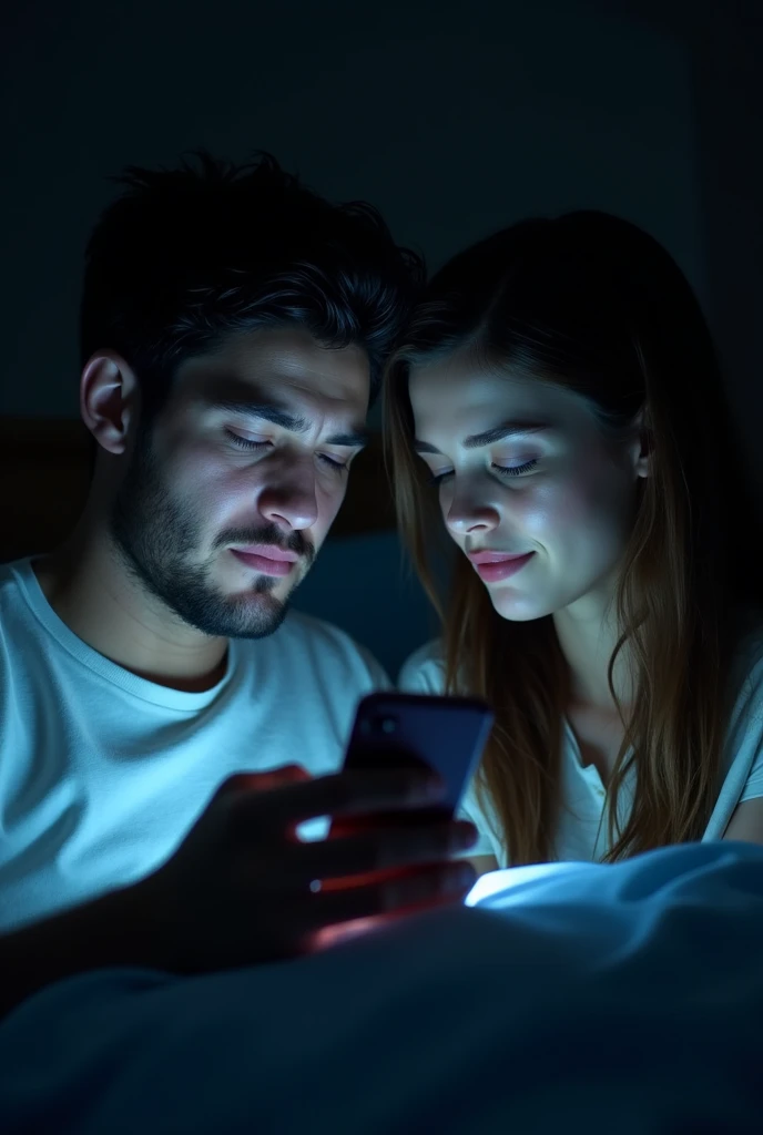Couples conversation between them at night by there mobiles both are far away , they are there homes