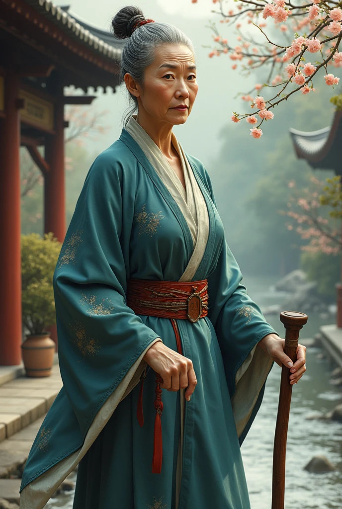 80 years old,Beautiful woman,Female master,Tang Dynasty,Martial arts,crutch