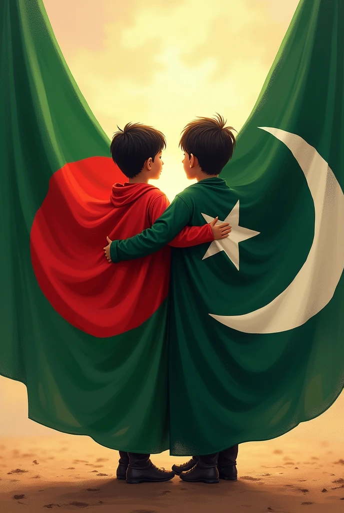 Bangladesh Pakistan Muslim brother brother with country flags