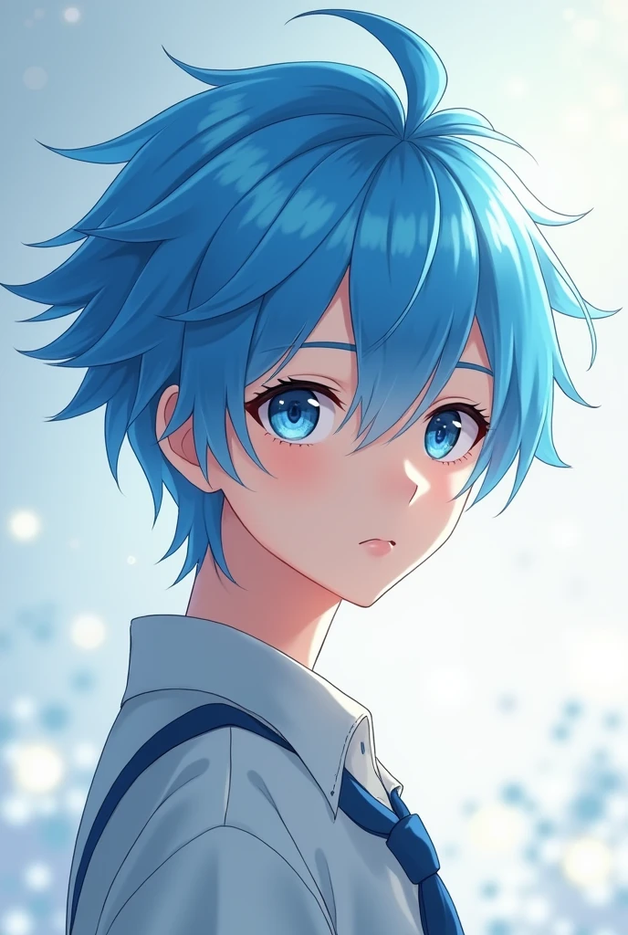Blue hair anime boy