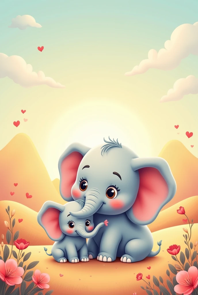 5 Year Anniversary card featuring a cute, cartoonish elephant and its calf. The design is playful and light-hearted, perfect for celebrating the special bond you share with your wife and child. I hope it brings a smile to your face!