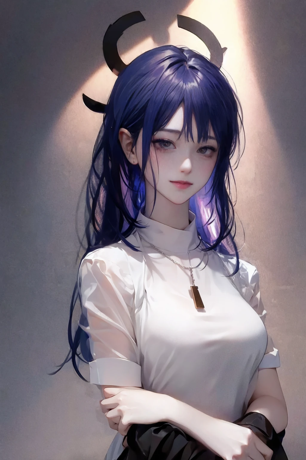 1 Girl,Asian,black hair,Through clothes,breast,Big breasts,Brown eyes,Cross your arms,Jewelry,Lips,long hair,necklace,Reality,transparent,shirt,Short sleeve,Smile,solo,T 恤,Upper body,wet,wet衣服,wetshirt,白shirt,grade: