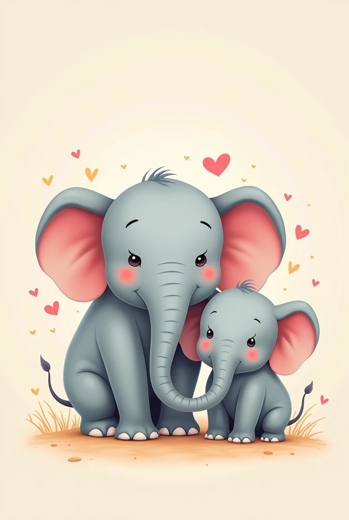 5 Year Anniversary card featuring a cute, cartoonish elephant Three elephants, Father  elephant, Mother  elephant, and its calf  elephant. The design is playful and light-hearted, perfect for celebrating the special bond you share with your wife and child.