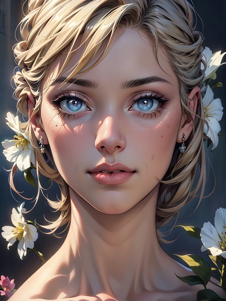 (top quality,4K,8 K,a high resolution,masterpiece:1.2),super detailed,(realistic,photorealistic,photo-realistic:1.37),detailed and beautiful eyes,thick and beautiful lips,very detailed eyes and face,long eyelashes,[USA, bright colors,soft natural light,romantic atmosphere,bright flowers, flowy dress,feminine and elegant pose,Happy and confident look, Haute Couture Style, Dreamy landscapes, Artistic portrait, quality of art printing, oil painting techniques, impressionistic style.