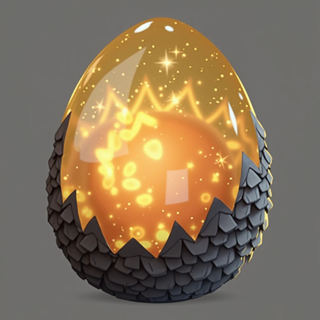 (masterpiece, top quality, best quality, official art,beautiful and aesthetic:1.2),
(4k,8k, best quality,masterpiece:1.2),(((white background))), solo,Game item, a dragon egg, with the upper half in a translucent and sparkling state, while the bottom is stacked with dark dragon scales. The entire egg emits an orange glow, creating a clear and high-quality texture, and a realistic and accurately structured modern representation with consistent lighting that looks natural and believable.