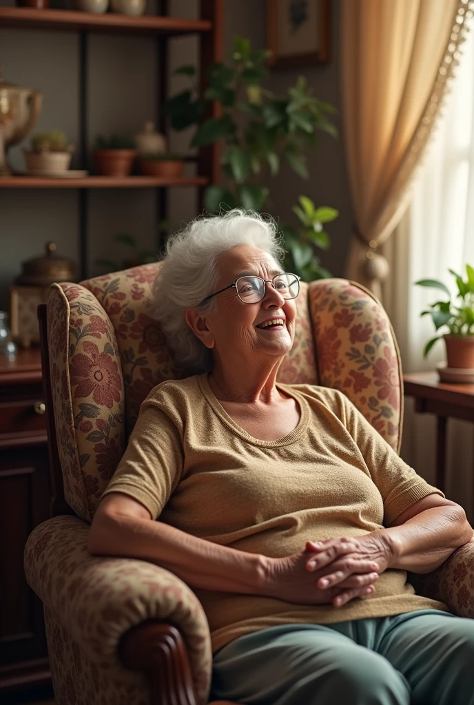 90 year old women happy in his home