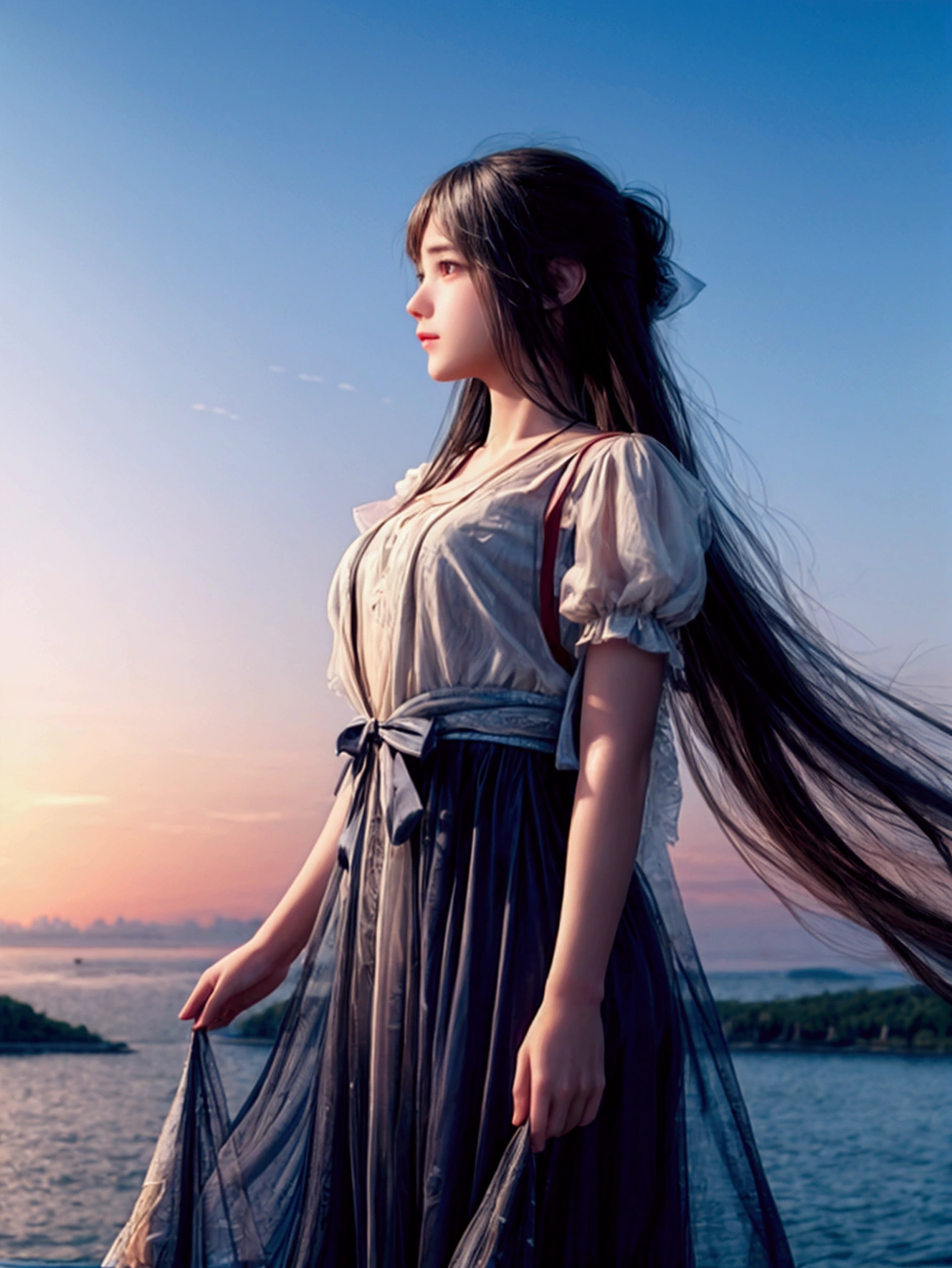 horizon, water, 1girl