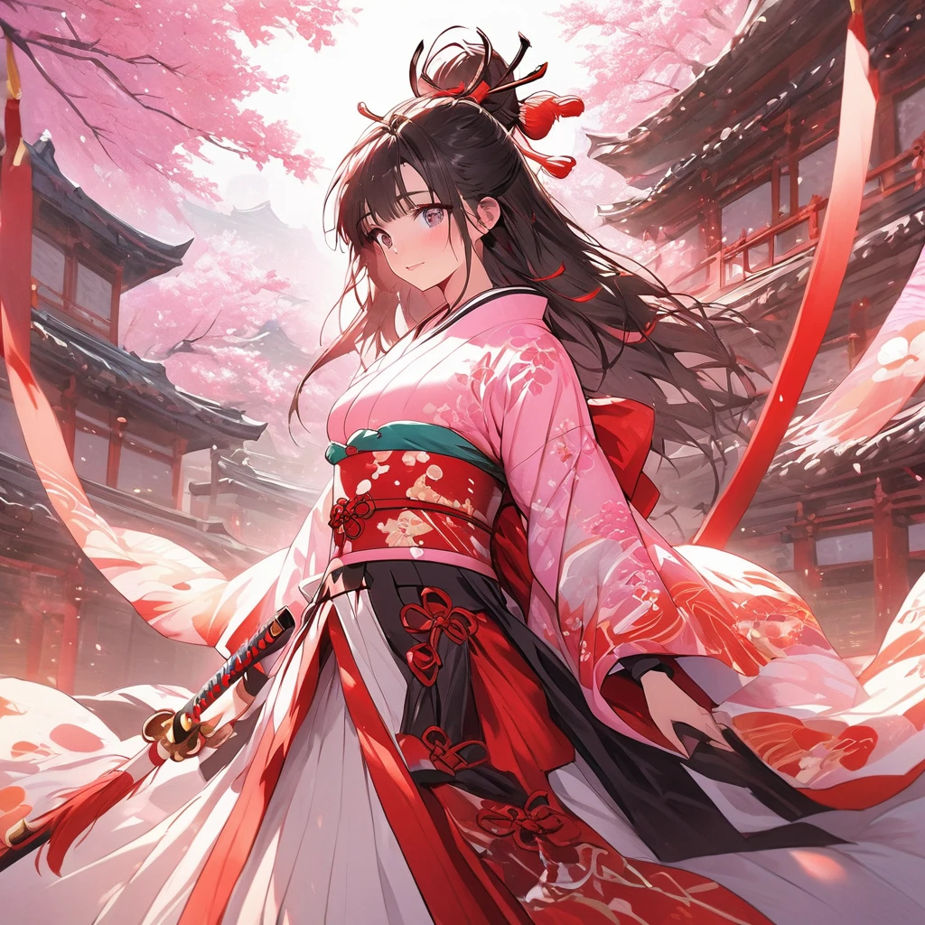 With rich vivid lush colors Beautifully drawn, high quality, ultra-detailedv Date Masamune as a young samurai, swordat her siderealistic depiction of a classic ancient  traditional Japanese setting"