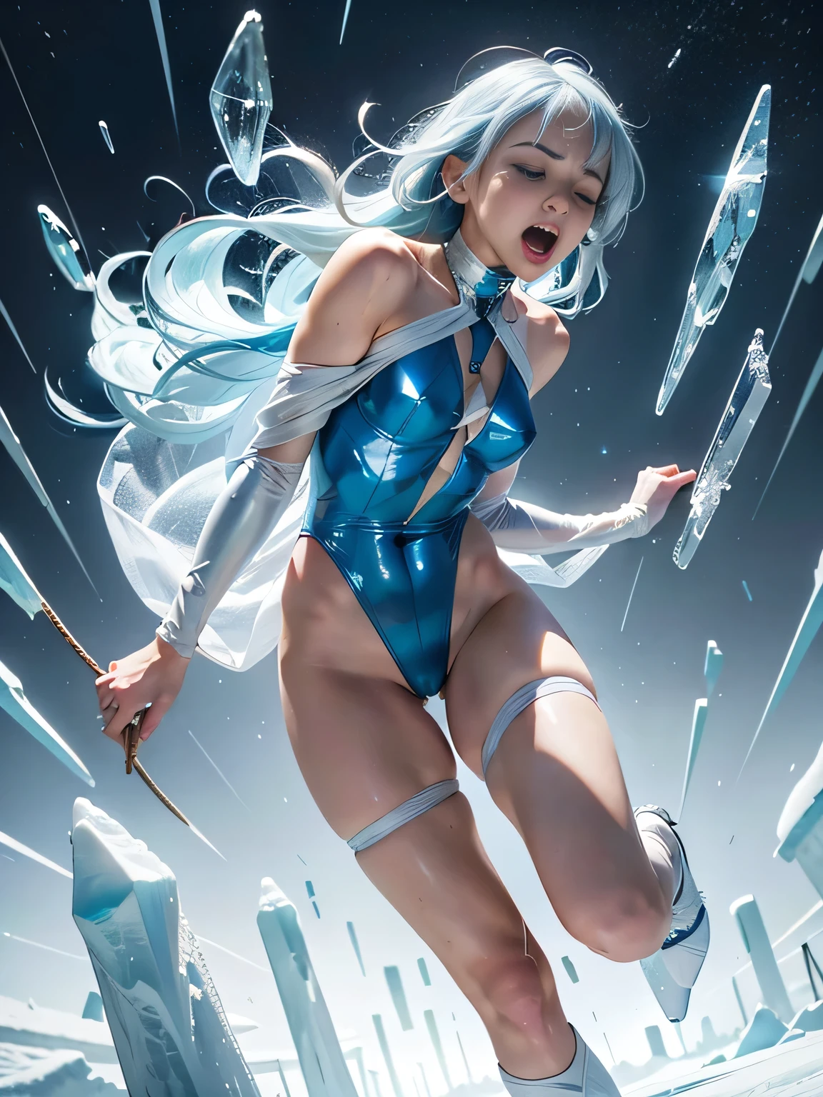 Transparent melting high school uniform ,(master piece, 8K resolution, Best Quality ), hermaphrodite, androgyny, (A manly bulge only in the crotch 、Feminine physique、Feminine face), Sexy Pose, wet and messy hair, (high-level image quality、high-detail), Take a shower of white foam covered all over your body、Futanari beauty, (seducting smile, Ecstatic smile and inviting to you),(Hot sweaty body)、Whole body covered in foam, (Color variations of skin, Color variations of hair, Colors variations of eyes, Color variations of uniforms ),
