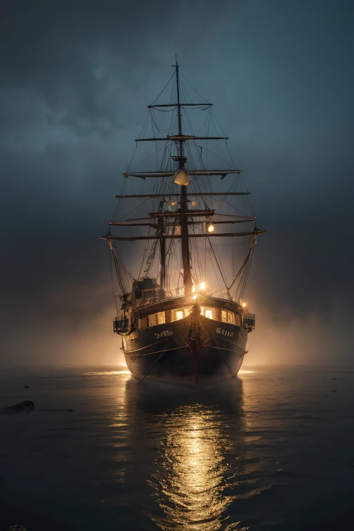 best quality, high quality, ultra quality, 8k, masterpiece, detailed, extremely detailed, insanely detailed, ultra detailed, ultra highres ,exquisite,
lifelike Images,cinematic experience,UHD picture,Realistic,photorealistic,hyperrealistic,vivid,RAW photo,shot by DSLR, creepy ship, abandoned ship, In a foggy night, ships surrounded by fog, fog, nighttime, (white fog:1.2), scary, mysterious fog, foggy scenery.