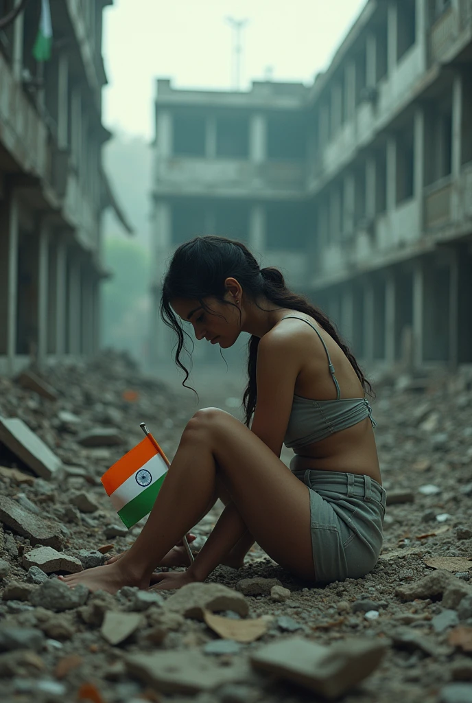 alone raped and bruised pg student woman with tiranga in a demolished hospital on 🇮🇳 independence day