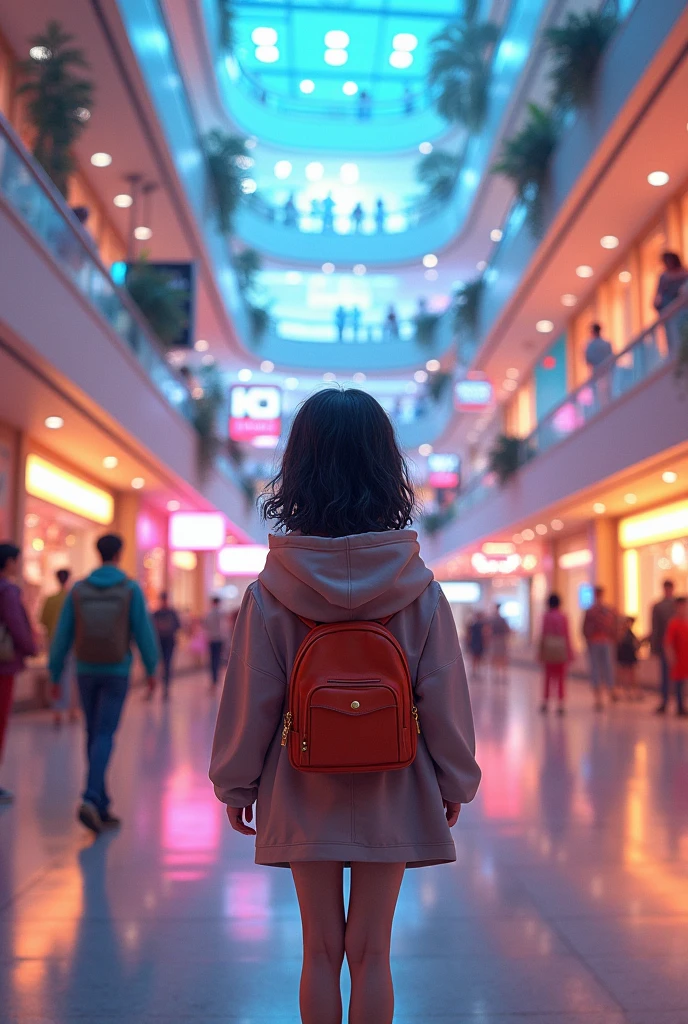 A girl attracted to mall