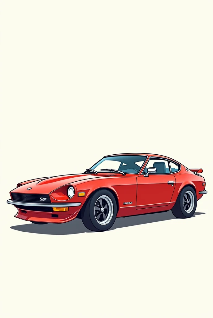 Give me a vector art coloring book photo of a Japanese car no grayscale no color full details but the design is simple no darkened areas
