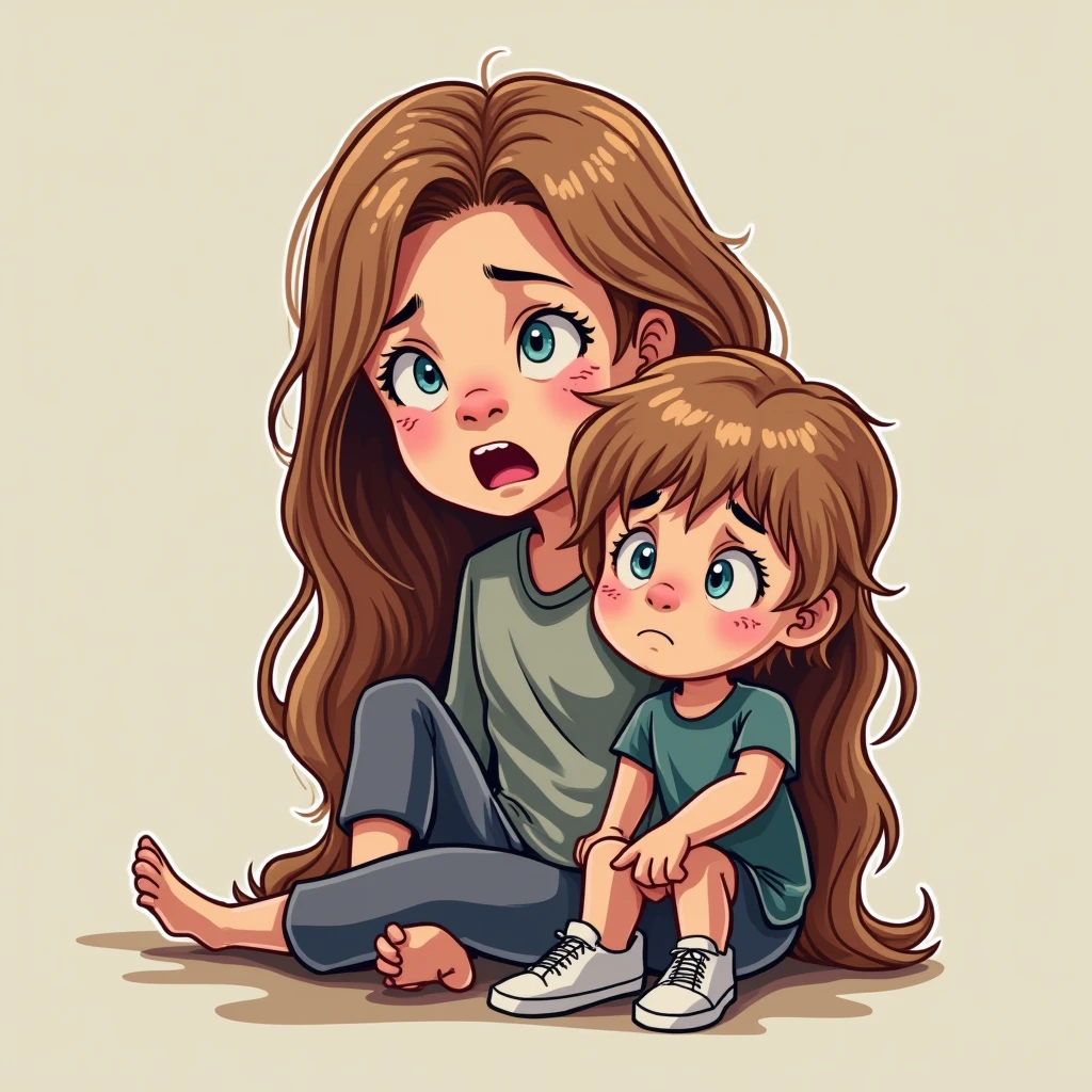 Sad single mother