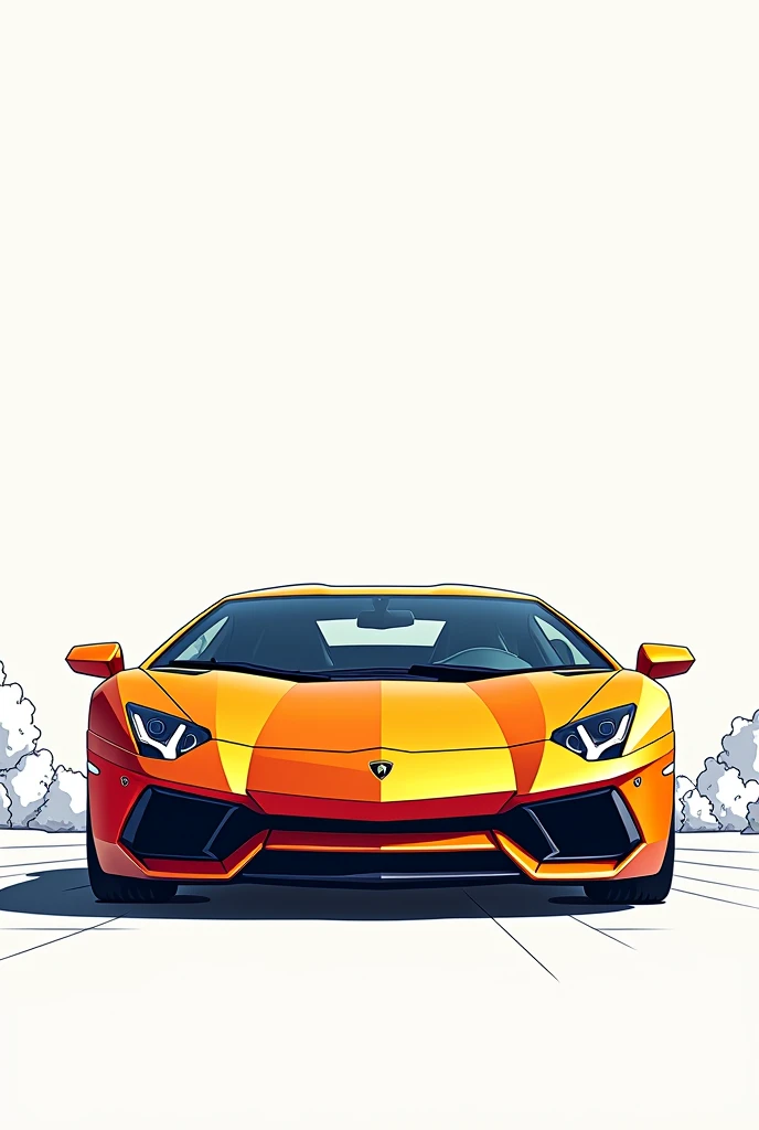 Give me a vector art coloring book photo of a Lamborghini car no grayscale no color full details but the design is simple no darkened areas