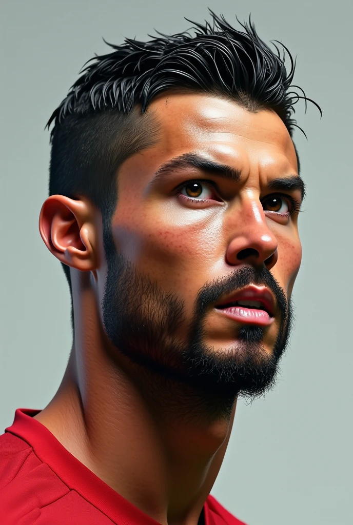 CRISTIANO RONALDO looking right profile with a goat beard
