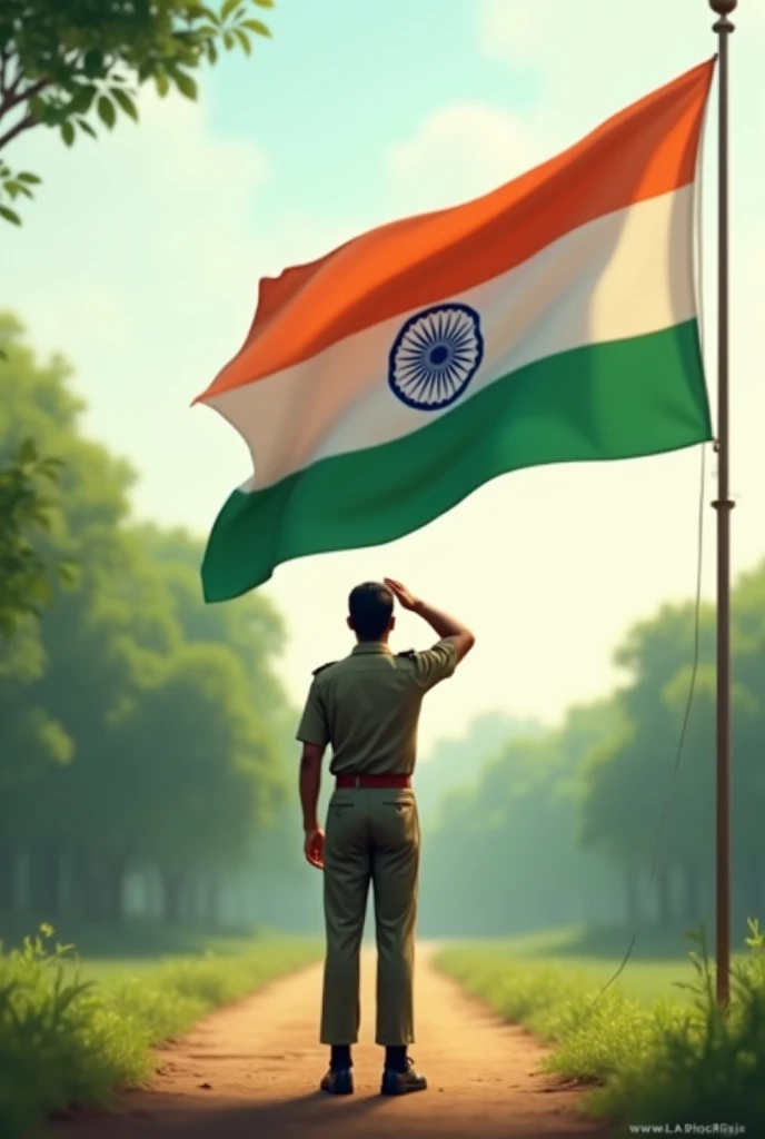 Saluting Indian flag